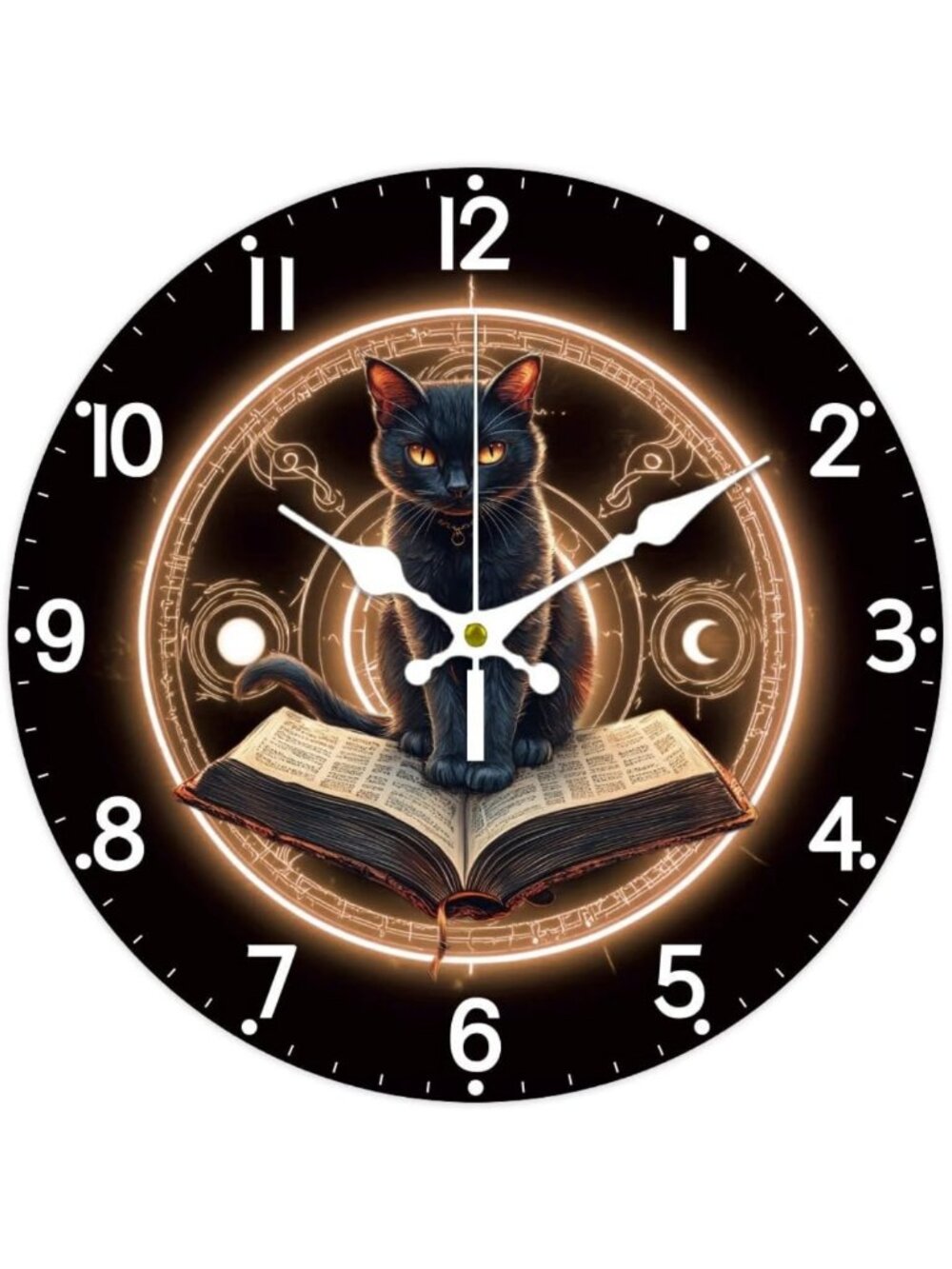 12-Inch Black Cat Wall Clock - Silent, Battery Operated, Decorative Home Decor